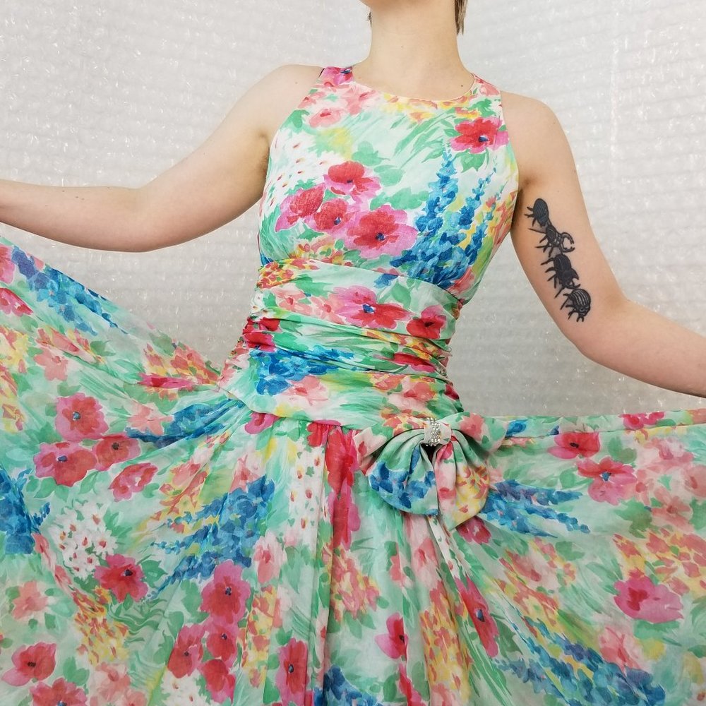 Laura Ashley 1980s Floral Fit & Flare Dress - image 4